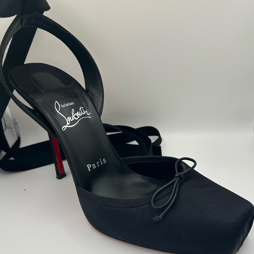 Christian Louboutin Black Ballerina Stilettos w/ Signature Red Soles Size 10 US - Picture 12 of 16